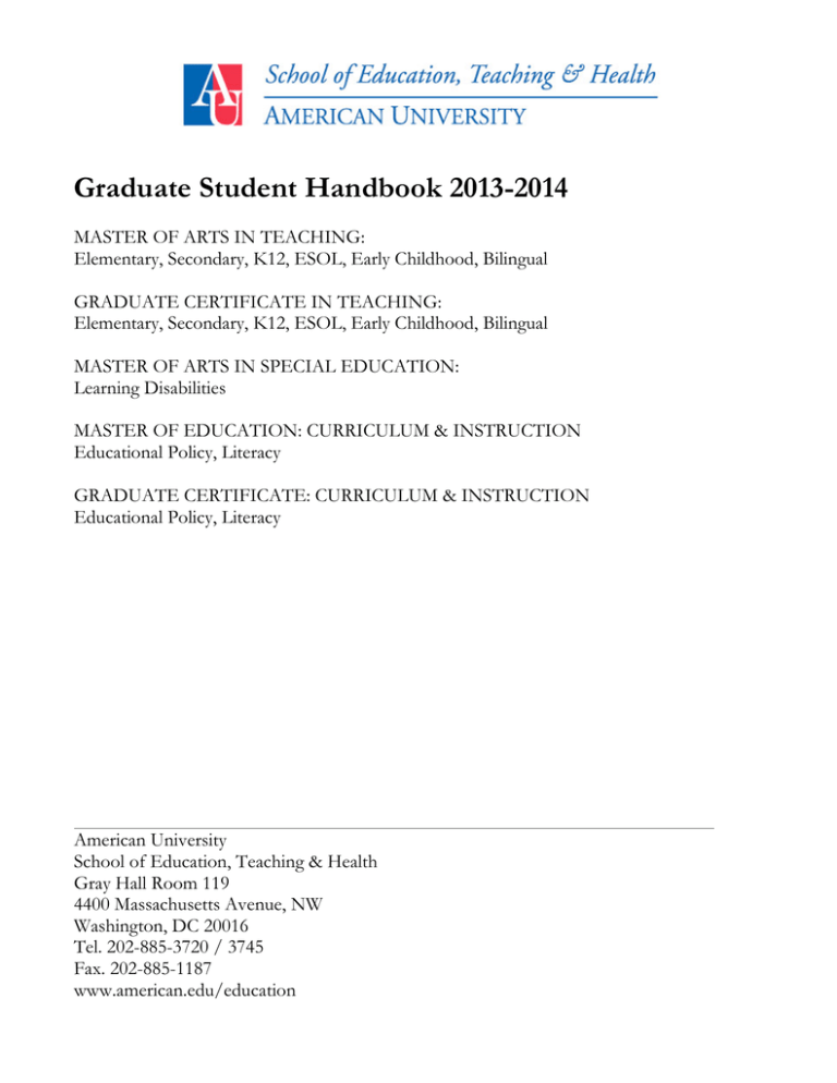 Graduate Student Handbook 2013-2014