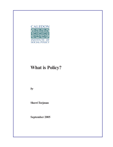 What is Policy? by Sherri Torjman September 2005