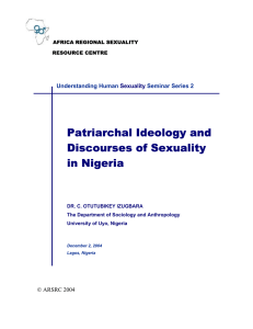 Patriarchal Ideology and Discourses of Sexuality in Nigeria