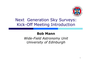 Next  Generation Sky Surveys: Kick-Off Meeting Introduction Bob Mann Wide-Field Astronomy Unit