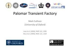 Palomar Transient Factory  Mark Sullivan  (University of Oxford)  Law et al. (2009), PASP 121, 1395 