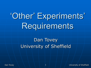 ‘Other’ Experiments’ Requirements Dan Tovey University of Sheffield