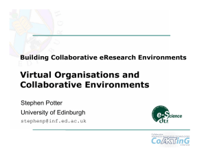 Virtual Organisations and Collaborative Environments Building Collaborative eResearch Environments Stephen Potter