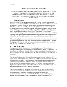 6/15/2012  SECOND INTERIM REPORT OF THE MECKLENBURG DOMESTIC VIOLENCE