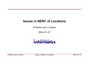 Issues in NERC of Locations M Nissim and J Leidner 2004–01–27
