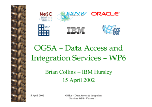 OGSA – Data Access and Integration Services – WP6 15 April 2002