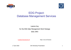 EDG Project: Database Management Services Leanne Guy