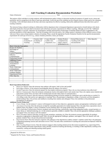 A&amp;S Teaching Evaluation Documentation Worksheet
