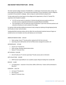 A&amp;S BUDGET REDUCTION PLAN -  DETAIL