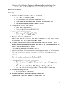 University of North Dakota Department of Geography Standard Reference Style •