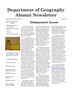 Department of Geography Alumni Newsletter
