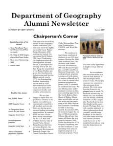 Department of Geography Alumni Newsletter Special points of in- terest: