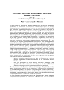 Middleware Support for Non-repudiable Business-to- Business Interactions PhD Thesis Extended Abstract