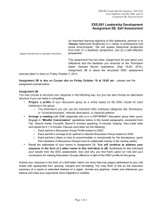 ESD.801 Leadership Development - Fall 2014 Assignment 2B: Self Assessment
