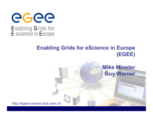 Enabling Grids for eScience in Europe (EGEE) Mike Mineter Guy Warner