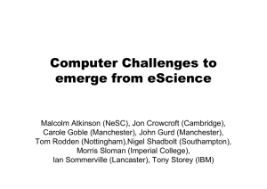 Computer Challenges to emerge from eScience