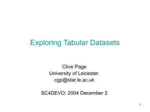 Exploring Tabular Datasets Clive Page University of Leicester.