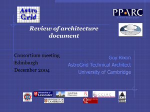 Review of architecture document Consortium meeting Edinburgh
