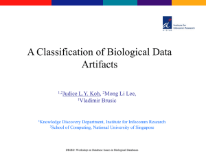 A Classification of Biological Data Artifacts Judice L.Y. Koh, Mong Li Lee,