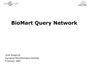 BioMart Query Network Arek Kasprzyk European Bioinformatics Institute 8 January 2005