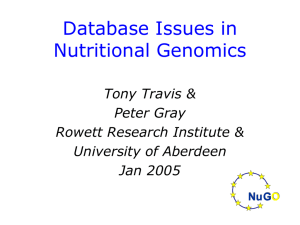 Database Issues in Nutritional Genomics Tony Travis &amp; Peter Gray