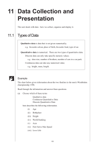 11 Data Collection and Presentation 11.1 Types of Data