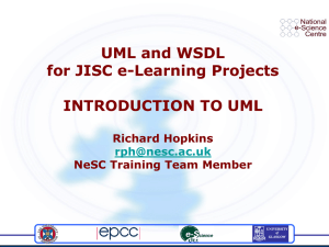 UML and WSDL for JISC e-Learning Projects INTRODUCTION TO UML Richard Hopkins