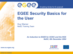 EGEE Security Basics for the User Guy Warner Enabling Grids for E-sciencE