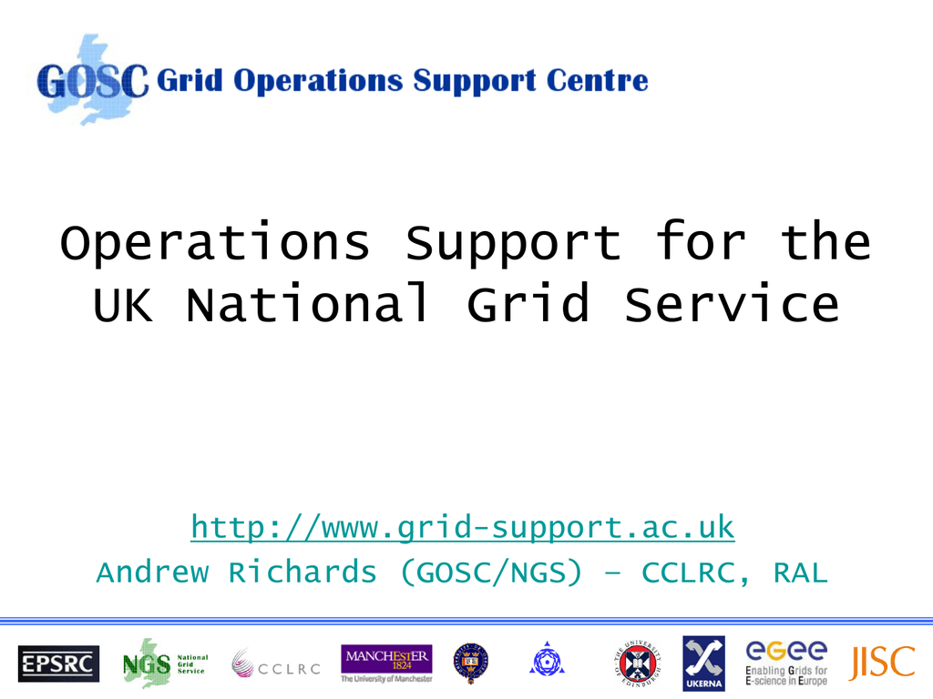 Operations Support For The Uk National Grid Service Support Ac Uk