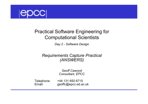 Practical Software Engineering for Computational Scientists Requirements Capture Practical (ANSWERS)