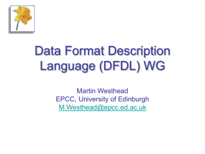 Data Format Description Language (DFDL) WG Martin Westhead EPCC, University of Edinburgh