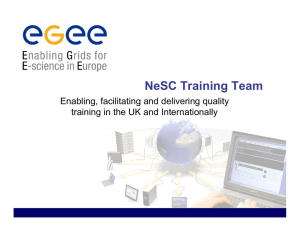 NeSC Training Team Enabling, facilitating and delivering quality