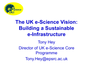 The UK e-Science Vision: Building a Sustainable e-Infrastructure Tony Hey