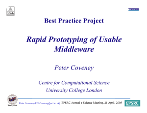 Rapid Prototyping of Usable Middleware Best Practice Project Peter Coveney