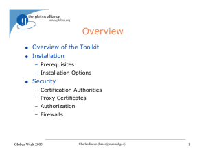 Overview Overview of the Toolkit Installation Security