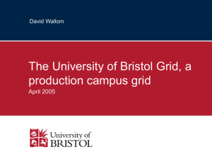 The University of Bristol Grid, a production campus grid April 2005 David Wallom