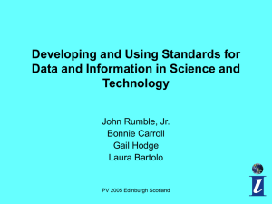 Developing and Using Standards for Data and Information in Science and Technology