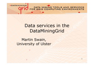 Data services in the DataMiningGrid Martin Swain, University of Ulster