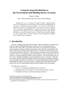 A step-by-step introduction to the Government and Binding theory of syntax