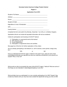 Kennedy Center American College Theatre Festival Region V Application Form 2015