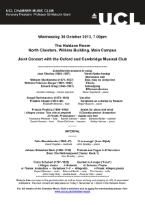 Wednesday 30 October 2013, 7.00pm The Haldane Room