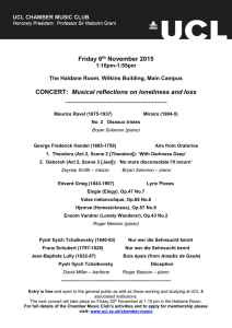 Friday 6 November 2015 Musical reflections on loneliness and loss