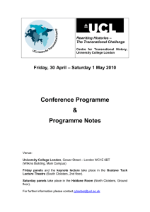 Conference Programme &amp; Programme Notes Friday, 30 April – Saturday 1 May 2010