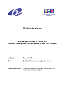 TG5: Data Management White Paper on State of the Art and