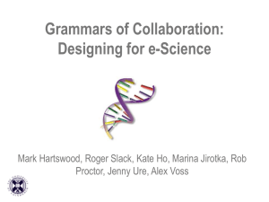 Grammars of Collaboration: Designing for e-Science Proctor, Jenny Ure, Alex Voss