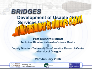 Development of Usable Grid Services for the Biomedical Community Prof Richard Sinnott