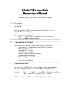 Mathematica Calculus  213   Introduction to Mathematica and Mathcad