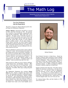The Math Log Newsletter of the University of North Dakota  Mathematics Department