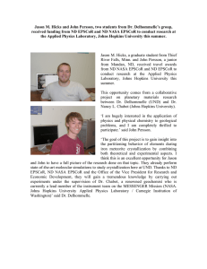 Jason M. Hicks and John Persson, two students from Dr.... received funding from ND EPSCoR and ND NASA EPSCoR to...