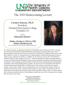 The 2015 Homecoming Lecture CHEMISTRY DEPARTMENT Carmen Simone, Ph.D. President,